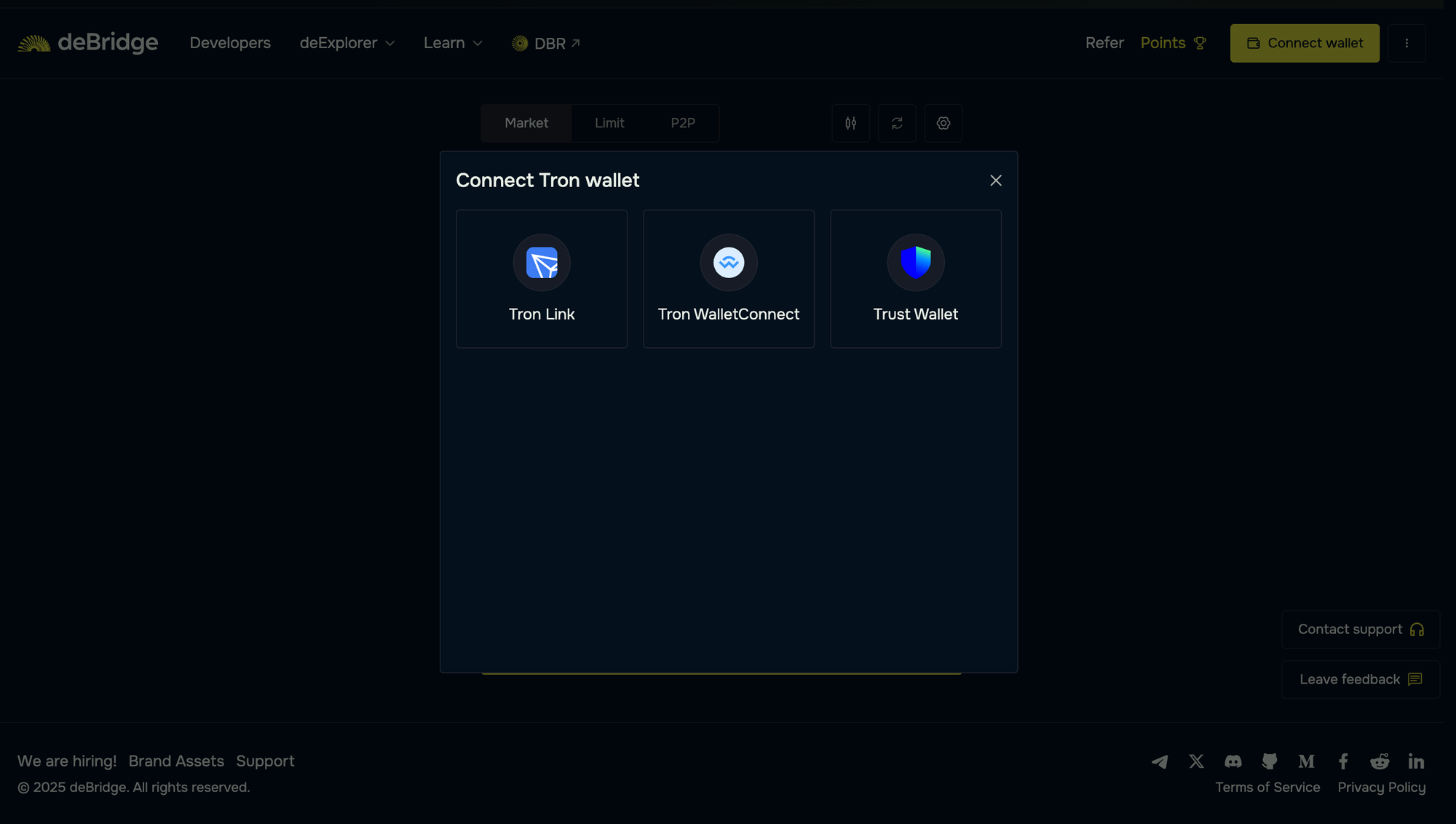 Connect your tron wallet to receive funds