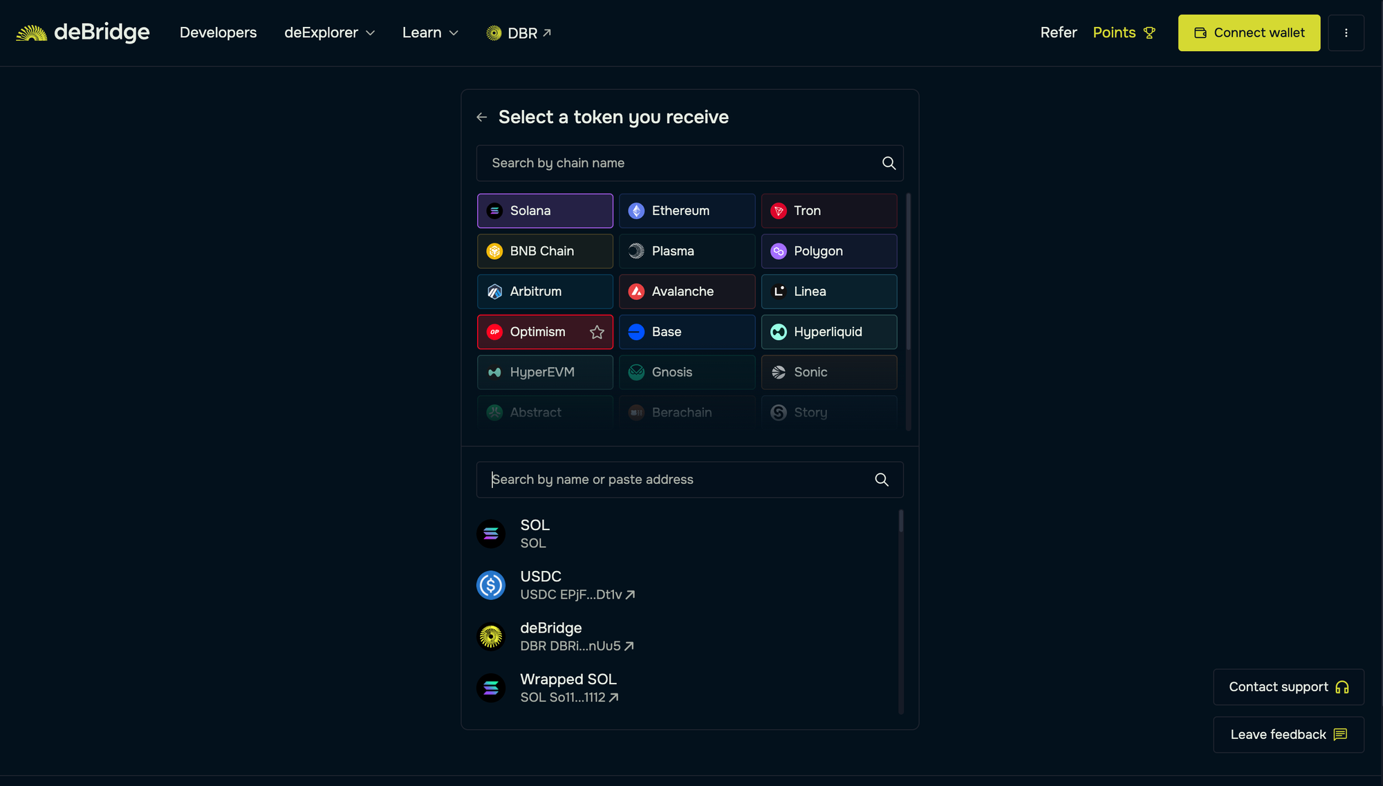 Select SOL as the asset